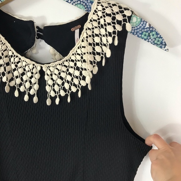 FREE PEOPLE Black Waffle Knit Sleeveless Dress S - Picture 4 of 8